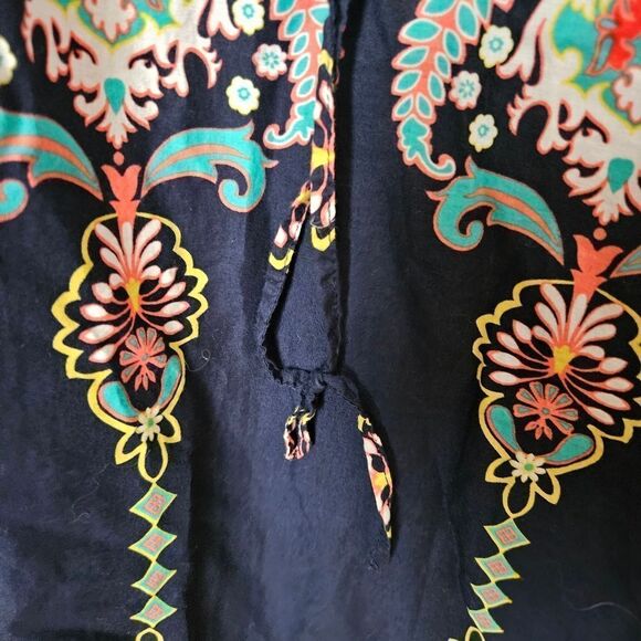 Xhilaration Maxi Dress Spaghetti Strap Navy Blue Printed V-Neck Casual Vacation - Picture 9 of 11